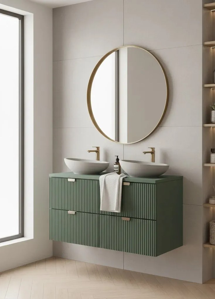 Podwójna szafka z blatem pod umywalkę czarny + orzech B7-K44