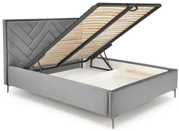 Szary korpus łóżka tapicerowanego welurem Z0-K32