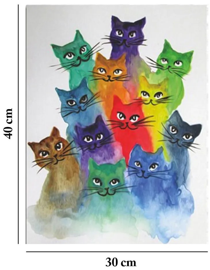 Obraz na płótnie Happy Cats, 30x40 cm