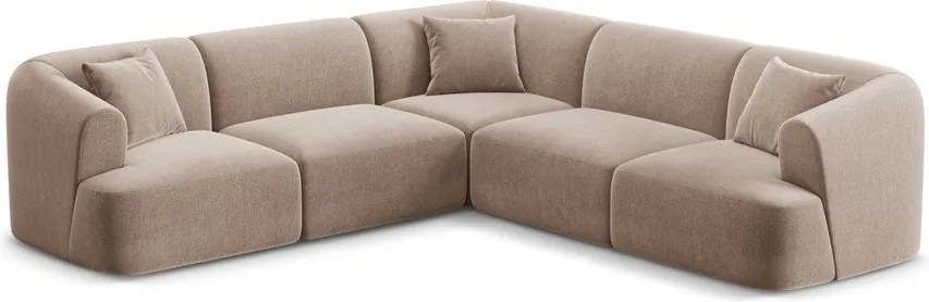 Jasnobrązowy aksamitny narożnik Campi – Cosmopolitan Design