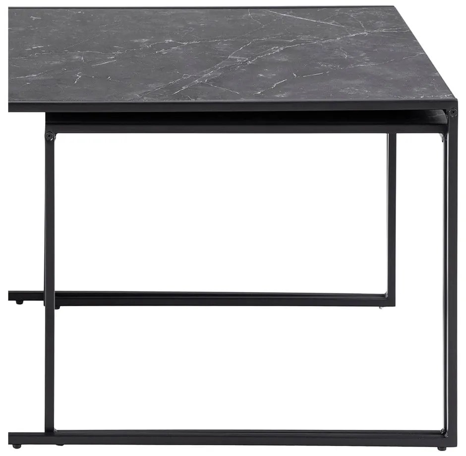 Stoliki z blatem w dekorze marmuru w kolorze matowej czerni zestaw 3 szt. 60x120 cm Infinity – Actona