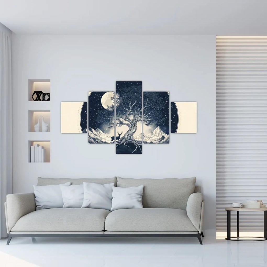 Obraz – Magiczne drzewo z jeleniem I. (125x70 cm)