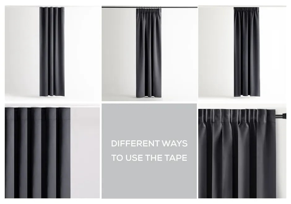 Antracytowa zaciemniająca zasłona termiczna 140x270 cm Pleat – Restilo