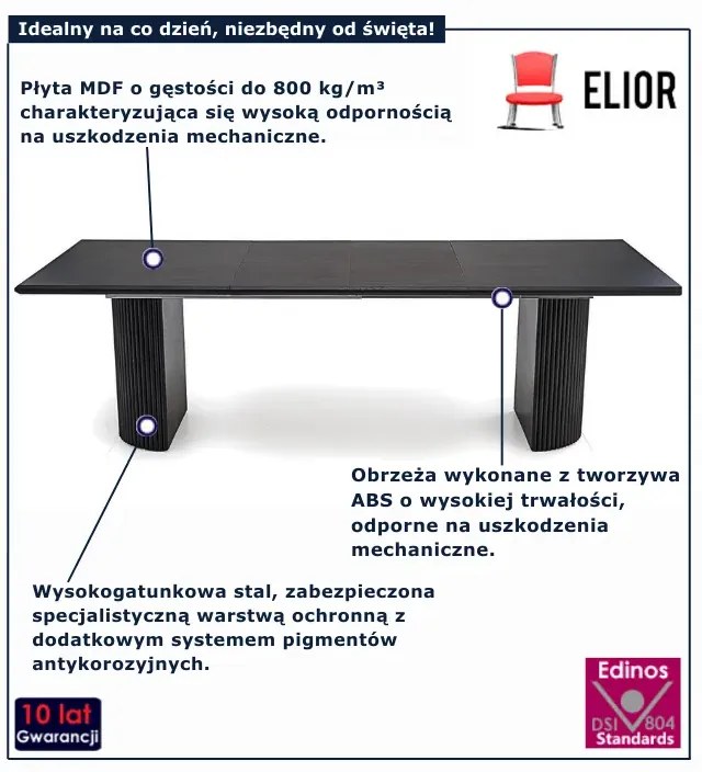 Czarny nowoczesny stół rozkładany Z8-G66