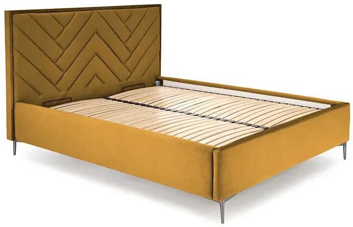 Musztardowe pikowane wezgłowie do łóżka S9-Z49