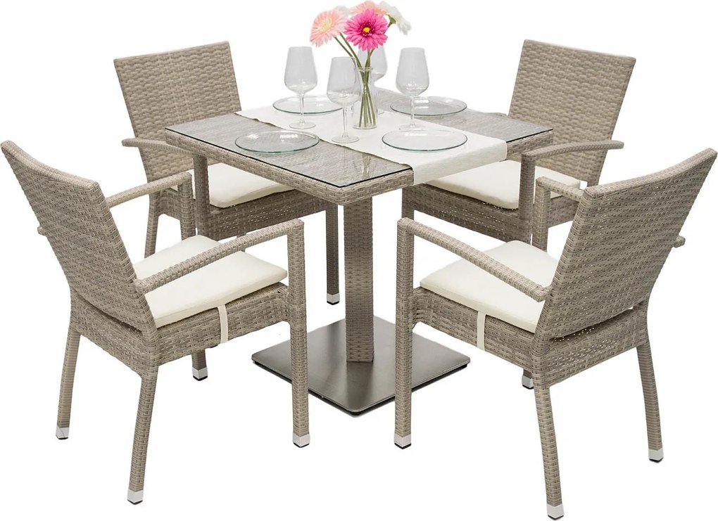 Zestaw rattanowy ogrodowy GINA 1+4 (szaro-beżowy)