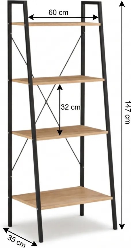 Biblioteka TAYLOR SONOMA 4 półki 147x60 cm, dąb sonoma