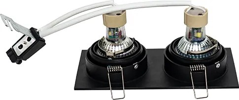 Zestaw 6 kwadratowych reflektorów wpuszczanych czarnych z regulacją, 2-punktowe - Chuck