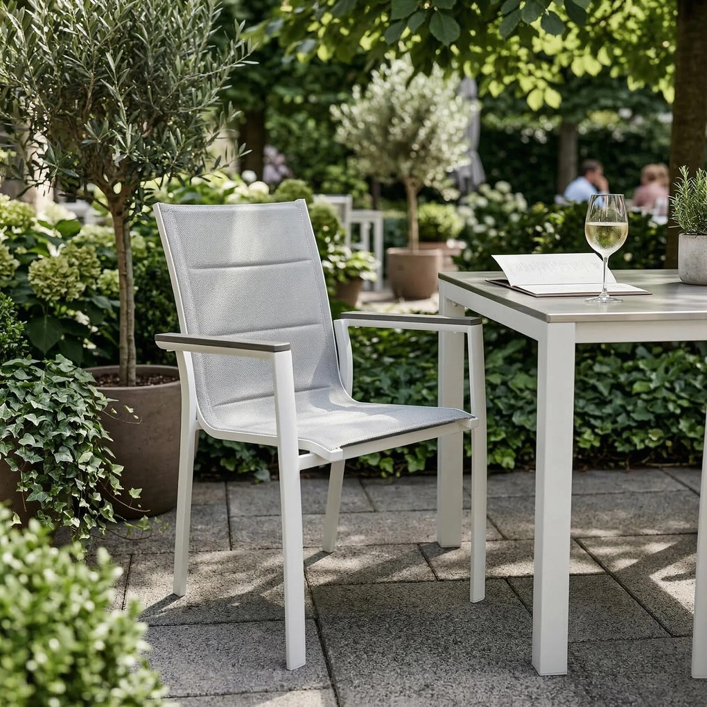 3587W-WH Krzesło Ogrodowe Aluminiowe Białe 56x65x88 cm Komfortowe Wytrzymałe Pianka