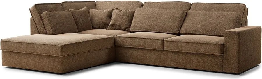 Jasnobrązowy narożnik z tkaniny szenilowej (lewostronny/w kształcie litery L) Kirou – Maison de Rêve