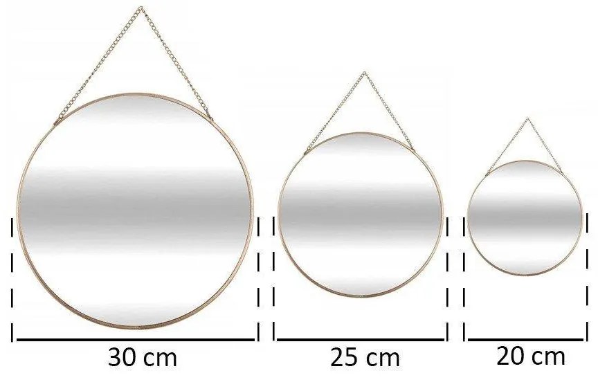 Lustra wiszące o okrągłym kształcie, komplet trzech zwierciadeł ozdobnych