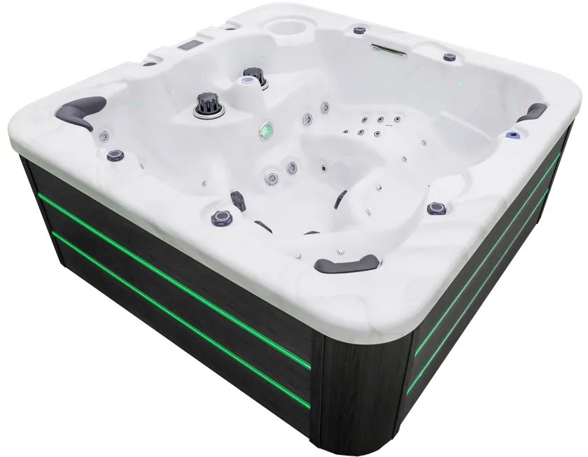 JACUZZI OGRODOWE PREMIUM WANNA SPA 5-OSOBOWA WHITE OBUDOWA BROWN LED 230x230 CM