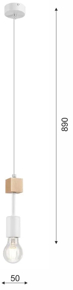 Lampa wisząca w biało-naturalnym kolorzeø 5 cm Orazio – LAMKUR