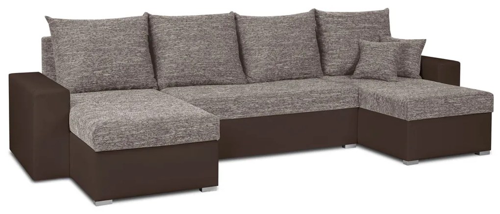 Narożnik z funkcją spania HUBERT-U Brąz/Brąz