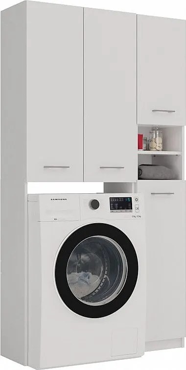 Zestaw Łazienkowy Marpol DD | Biały | 96x30x180 cm | Słupek i Szafka