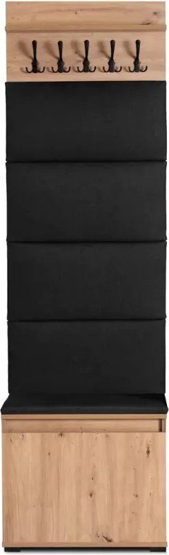 Wieszak do przedpokoju z siedziskiem Nivotis 60 cm szafka na buty panel dąb artisan loft