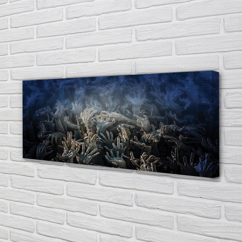 Obraz drukowany na płótnie Dłonie w Niebieskim Świetle