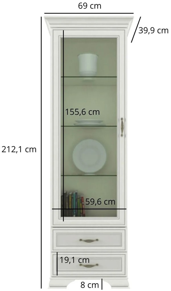 Witryna jednodrzwiowa do salonu fineline crema C3-D94