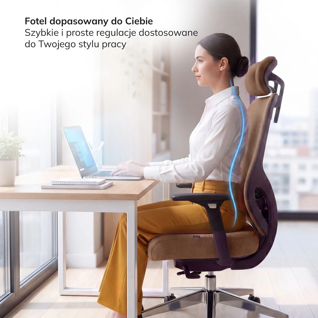 Fotel biurowy ergonomiczny brązowy: AXIS
