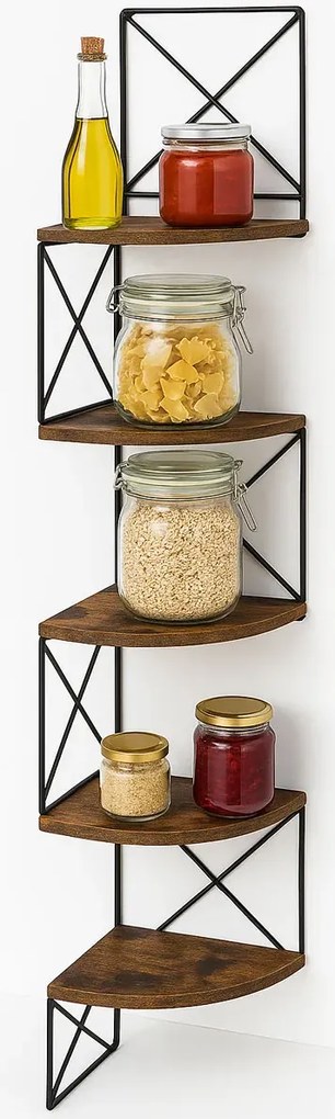Narożna półka ścienna do spiżarni rustykalny brąz G3-P35