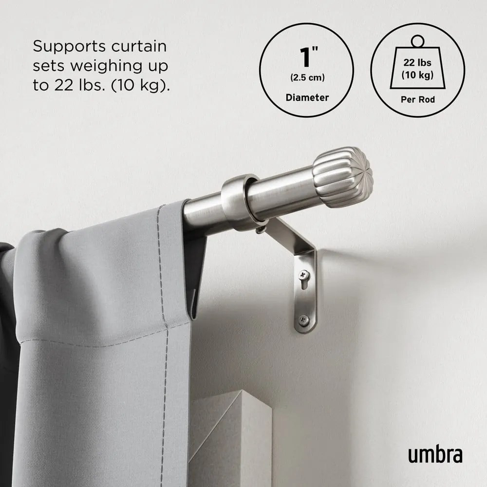 Stalowy regulowany karnisz w kolorze srebra 168 - 305 cm Cleo – Umbra