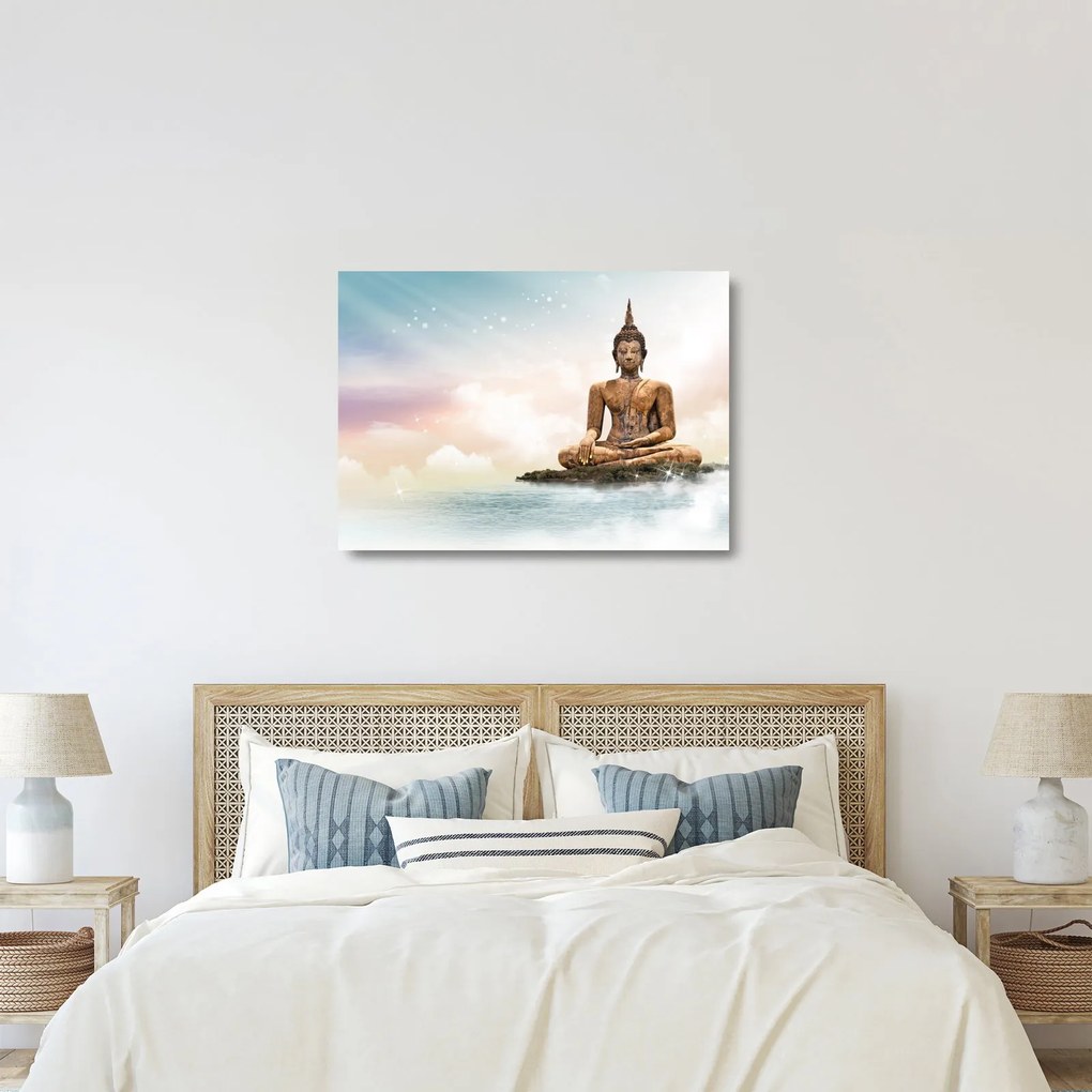 Obraz na szkle - Budda nadzorujący ziemię (70x50 cm)