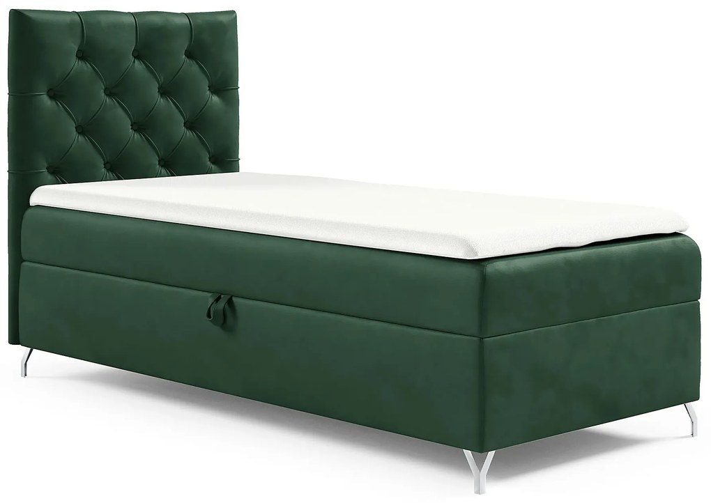 Ciemnozielone łóżko z pojemnikiem na pościel 3 rozmiary B0-K92