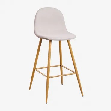 Zestaw 2 Wysokich Stołków Glamm Drewno Naturalne & Kremowa & ↑75 Cm - Sklum