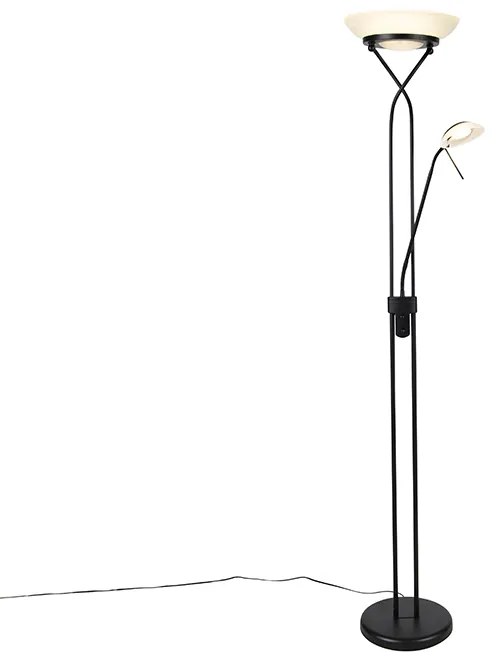 Lampa stojąca czarna z lampką do czytania z diodą LED i ściemniaczem Dim to Warm - Empoli Nowoczesny Oswietlenie wewnetrzne