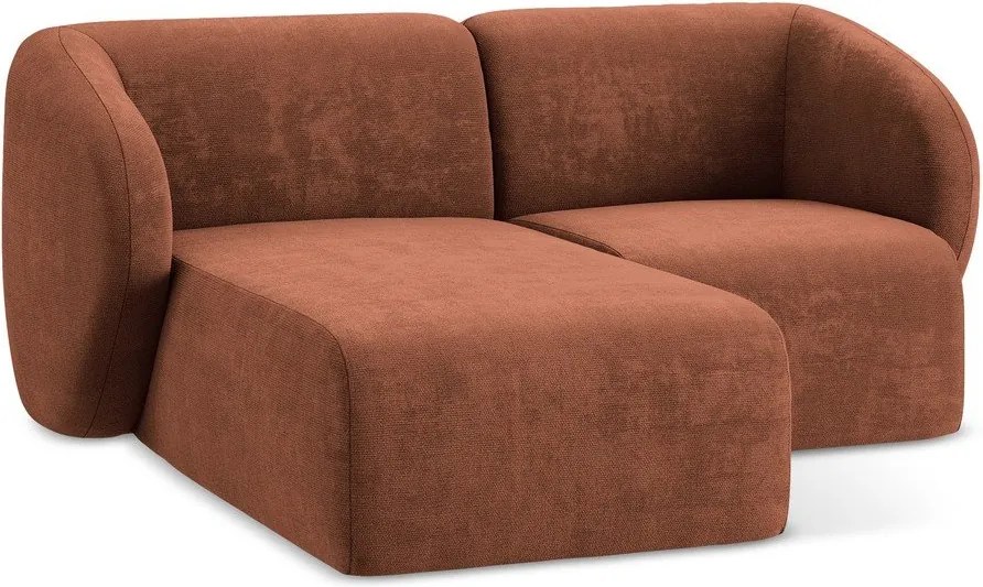 Narożnik z tkaniny szenilowej (lewostronny/z szezlongiem) w kolorze terakoty Lani – Makamii