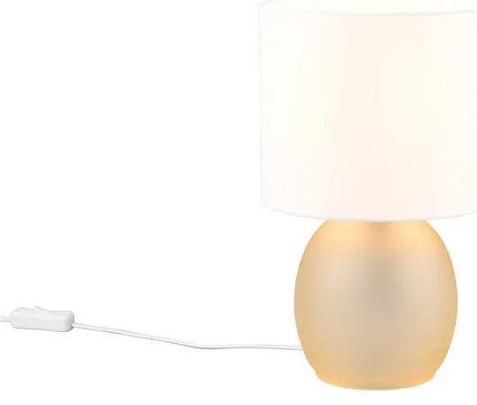 Lampa stołowa w biało-złotym kolorze z tekstylnym kloszem (wys. 29 cm) Vela – Trio