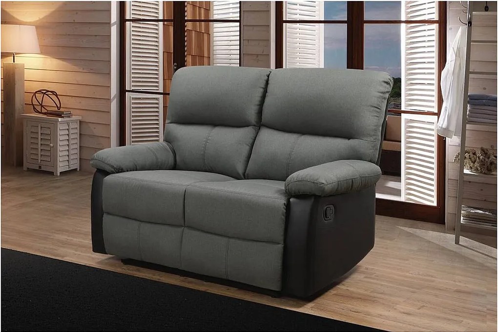 Sofa wypoczynkowa "Lincoln" - 147 x 89 x 103 cm - 2 miejsca - Ciemnoszaro-czarna