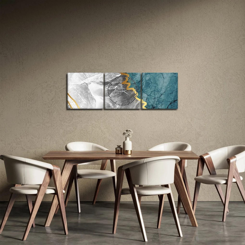 Obraz - Marmur (z zegarem) (90x30 cm)