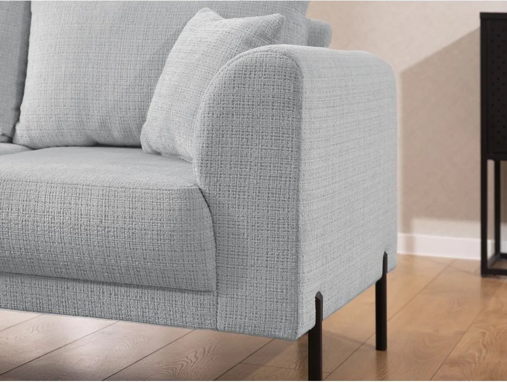 Jasnoszary narożnik z tkaniny szenilowej (lewostronny/w kształcie litery L) Mauris – Ropez