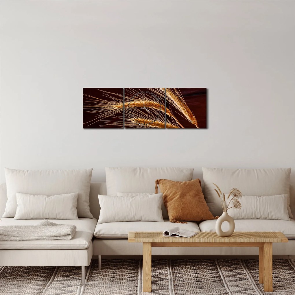 Obraz - Fragment kłosa żyta (z zegarem) (90x30 cm)