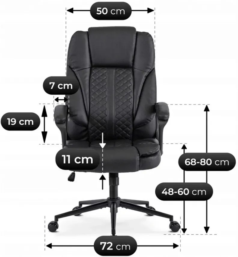 Czarny obrotowy fotel biurowy - Duke 3X