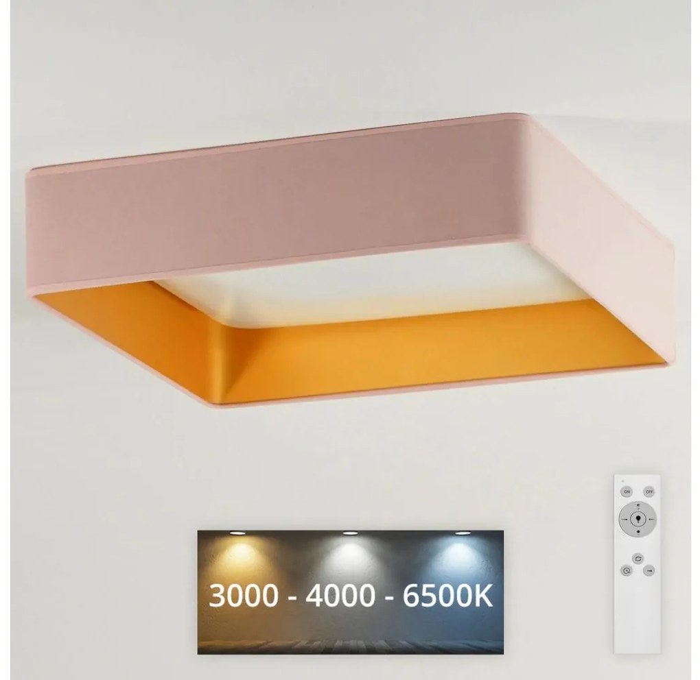 Brilagi - Ściemnialna różowa oprawa LED VELVET SQUARE LED/24W/230V + pilot