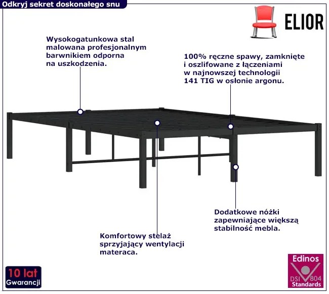 Czarne Metalowe Łóżko 120X200 Cm C5-T76