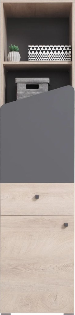 Regał RAVENNA - Dąb / 2 półki / Wysokość 190 cm / 1 szuflada