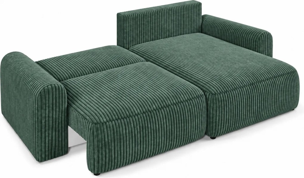 Rozkładana dwustronna sofa narożna w kształcie L NORDEN TILIA 250x140 cm, zielona