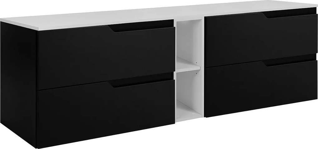 Zestaw mebli łazienkowych pod umywalkę czarno-biała, 180 (2 x 80 + 20) x 46 x 58 cm