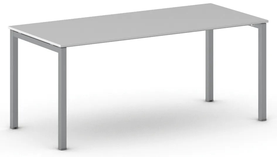 Stół konferencyjny do biura PRIMO SQUARE, 180x80 cm, szaro-srebrna podstawa, szary