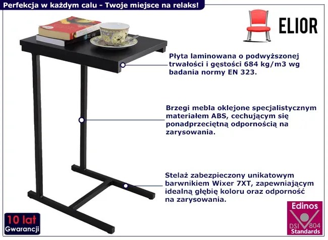 Czarny wysoki stolik pomocniczy - Liros 4X