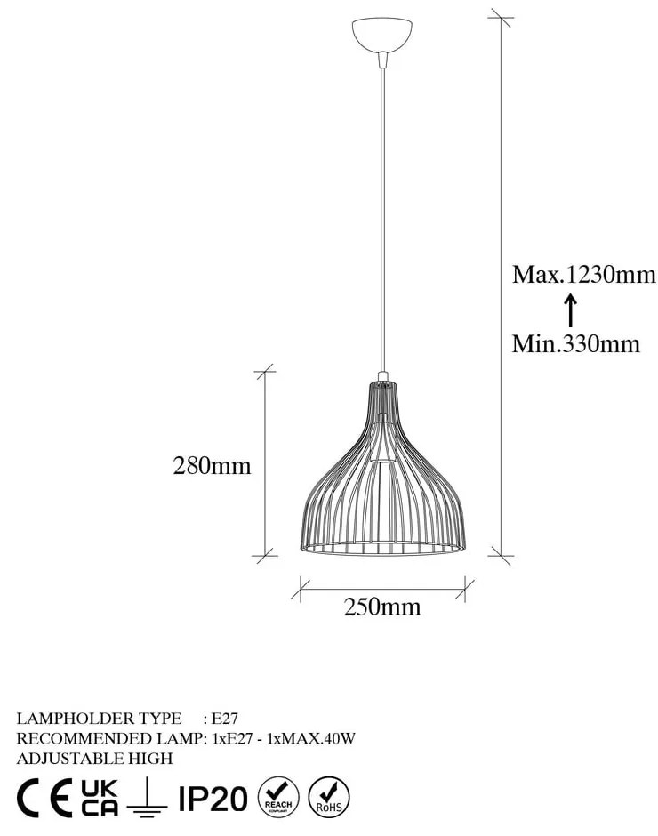 Lampa wisząca w kolorze złota z metalowym kloszem ø 25 cm Cafu – Opviq lights