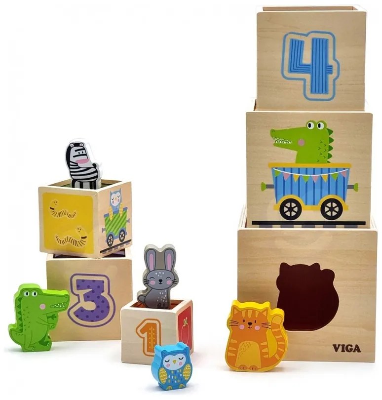 Viga drewniana piramidka układanka klocki sorter montessori
