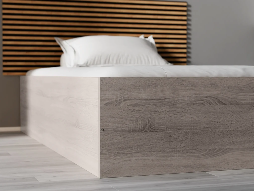 Łóżko BELLA 120 x 200 cm, dąb truflowy Stelaż: Ze stelażem listwowym elastycznym, Materac: Bez materaca