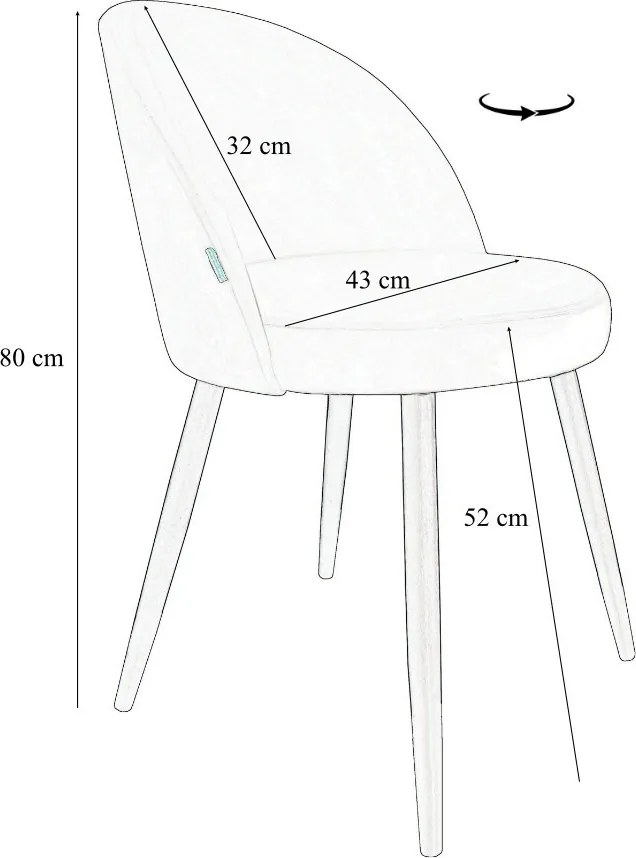 Krzesło TRIX tkanina Welur noga metalowa : Kolor nogi - Czarna profil, Kolor tkaniny - VELVET - BL75, Typ siedziska - Siedzisko obrotowe 360°