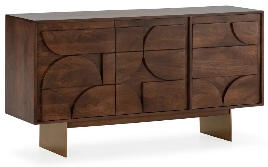 Brązowa komoda z litego drewna mango 145x76x40 cm Trisha – MOME