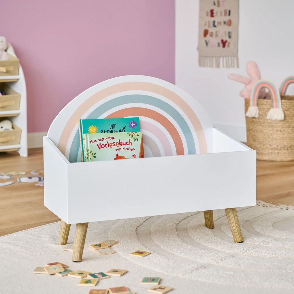 Skrzynia na zabawki RAINBOW, MDF + sosna