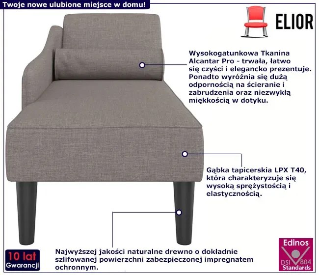 Leżanka do salonu na drewnianych nóżkach taupe - Ores